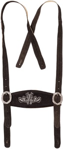Lederhosen traditionnel pour femmes, court, marron clair et noir, avec broderie et logo personnalisés pour l'Oktoberfest - Product Image 4