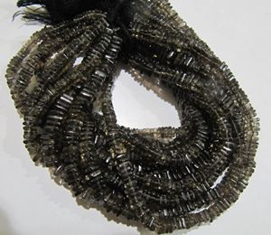 Perles carrées en quartz fumé naturel, taille Heishi, 4 mm, fil de perles de pierres précieuses, 8 pouces de long - Product Image 4