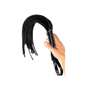 Látigo de cuero con múltiples tiras y mango texturizado para montar a caballo - Product Image 1