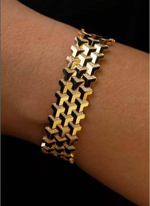 Pulsera de Eslabones de Moissanita Dorada, Joyería de Moda Hip Hop de Lujo para Hombre y Mujer, Estilo de Diseñador Audaz - Product Image 3