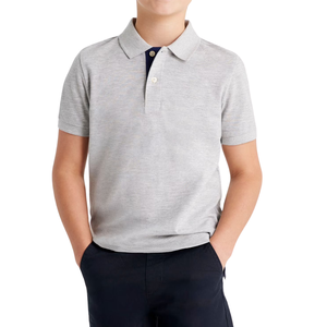 Polo Clásico de Punto Sólido para Niños, Manga Corta, Algodón Comprimido, Uniforme Escolar, Producción al por Mayor OEM ODM, Directo de Fábrica, Lo Mejor - Product Image 5