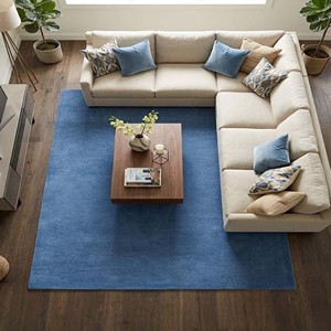 Alfombra Moderna Azul Claro, Hecha a Mano, Estilo Minimalista, para Dormitorio, Sala de Estar, Decoración Contemporánea para el Hogar, Diseño de Autor - Product Image 1