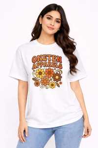 ONETEN APPARELS Camiseta de Algodón 100% para Mujer, Corte Regular, Cuello Redondo, Manga Corta, Estampado Digital, Informal, para Primavera - Product Image 4