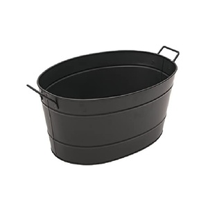Bac à boissons ovale galvanisé tendance avec poignées latérales, seau à glace et refroidisseur à vin en métal pour fêtes, taille personnalisée - Product Image 2