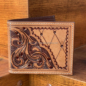 Classique Double pli en cuir RFID portefeuille personnalisé Top Grain de haute qualité petits portefeuilles en cuir véritable hommes - Product Image 4