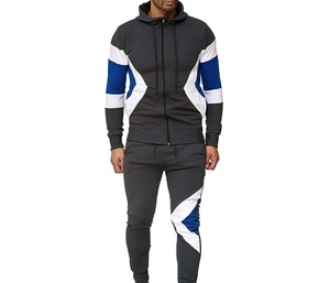 Conjunto Deportivo para Hombre con Capucha y Bloques de Color, Chaqueta con Cierre Completo, Transpirable, de Poliéster y Spandex, para Otoño - Product Image 1