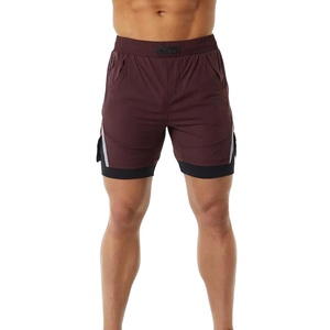 Ropa de entrenamiento para hombres, pantalones cortos deportivos de secado rápido de dos capas para gimnasio con lado transpirable de poliéster, pantalones cortos deportivos para entrenamiento al aire libre - Product Image 2