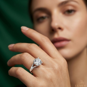 Anillo de Compromiso Solitario con Diamante Cultivado en Laboratorio, Corte Brillante Clásico, Oro Blanco de 9K, 10K, 14K, 18K, Certificado IGI, Anillo Unisex de Lujo - Product Image 6