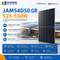 Panneau solaire monocristallin noir bifacial JASOLAR 525-550W DeepBlue N-Type Bycium+ double vitrage, rendement 23,7 %, garantie 15 ans