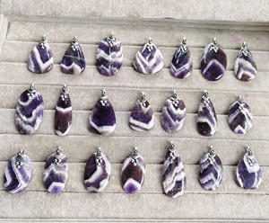 Colgante de amatista Chevron Natural de calidad superior, joyería de moda de cristal de ágata más vendida, regalo al por mayor de Feng Shui - Product Image 5