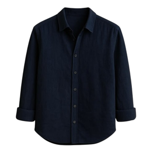 Chemise décontractée en lin et coton pour homme, couleur unie, manches longues, col montant, respirante, idéale pour l'été - Product Image 2