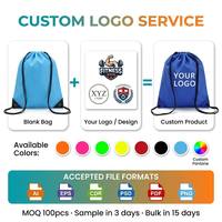 Sac à dos à cordon personnalisé, motif dessin animé, usage quotidien, en polyester recyclé imperméable, couleur intégrale et logo