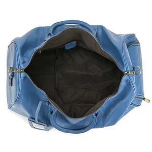 Blue <b>Leather</b> Duffel <b>Bag</b> <b>Weekender</b> Travel <b>Bag</b> Foldable Portable Zipper Closure Adjustable Strap Waterproof Large Capacity Durable - Product Image 4
