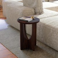 Set de table classique en bois massif - Rond 22 pouces de haut, finition noyer artisanale, jetable, taille et couleur personnalisables