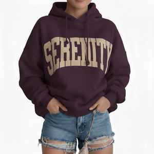 Sweat à capuche oversize pour femme, pull décontracté d'hiver en polaire douce, manches longues, coupe ample, style urbain moderne, logo avant, écologique - Product Image 2