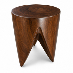 Three Legged Solid Suar Wood Stool <b>Side</b> <b>Table</b> Walnut Finish Handcrafted Modern Natural Wooden Accent Furniture Indonesian - Product Image 2