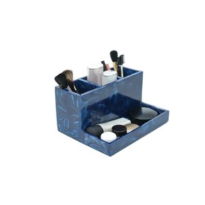 Organisateur de maquillage et de produits de beauté en résine grise moderne avec tiroir, support de rangement rectangulaire pour coiffeuse - Product Image 3