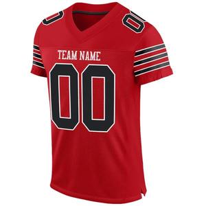 Maillot de football authentique personnalisé rouge, noir et blanc en mesh respirant, séchage rapide, léger, pour équipe de sport - Product Image 2