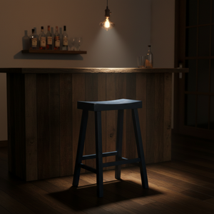 Taburete Alto de Barra, Redondo, de Madera de Caucho Sólida, Moderno, Minimalista, Mueble para el Hogar, Duradero y Ligero - Product Image 3