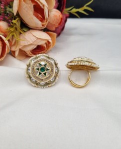 Wholesale Traditional Indian Bridal Kundan <b>Adjustable</b> <b>Ring</b> Gold Plated Round Finger <b>Ring</b> Fine Jewellery Ethnic Festive Wear <b>Ring</b> - Product Image 1