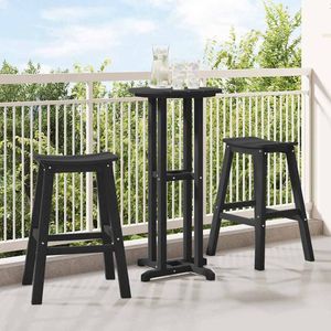 2 tabourets de bar noirs en HDPE, 52x43x73,5 cm, pour meubles de patio - Product Image 1