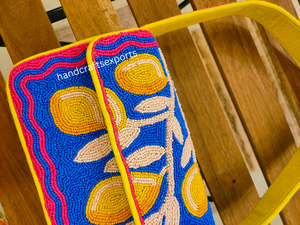 Sac à bandoulière de luxe fait main en perles de citron – Sac à main brodé léger, sûr et tendance |   Conception de logo personnalisée en couleur - Product Image 5