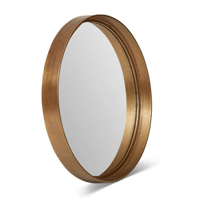 Miroir mural rond moderne en métal doré, finition laiton, miroir décoratif circulaire pour la maison, l'hôtel, la salle de bain, au meilleur prix - Product Image 1