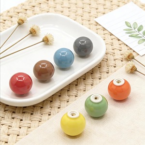 Handmade Wholesale Ceramic Drawer Knobs <b>Red</b> Yellow <b>Kitchen</b> Cabinet Knobs Floral Furniture Knobs Ceramic Round Door Knob - Product Image 5