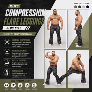 Camo Print Plus Size Flare Pants Men Gym <b>Trainer</b> Compression Pant Elastic Waist Yoga Exercise Flare Leggings Men Flare Legging - Product Image 5