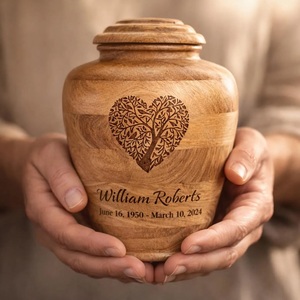 Handcrafted Eco-Friendly Wooden Cremation Urn for Pet with Tree Life Engraving <b>Memorial</b> <b>Box</b> - Product Image 1