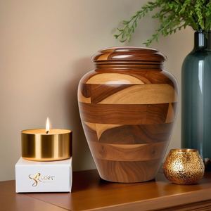 Urne funéraire décorative en bois faite à la main avec couvercle, pot de rangement en bois, décoration moderne pour la maison, fournisseur en gros - Product Image 6