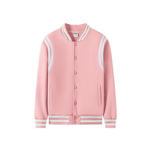 Chaqueta Varsity a Rayas con Parches para Colegio Secundario, Cuello de Béisbol, Roja y Azul, para Niños y Niñas, al por Mayor - Product Image 1