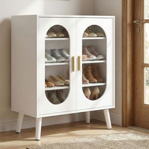 Zapatero de Dos Puertas con Tira LED USB, 24 Botones Ajustables, Lámina de Policarbonato, Cuatro Niveles Internos, Personalizable - Product Image 5