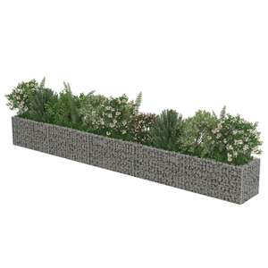 Jardinera Elevada Gabion de 177.2 x 19.7 x 19.7 cm, Acero Galvanizado Plateado para Macetas y Jardineras - Product Image 4