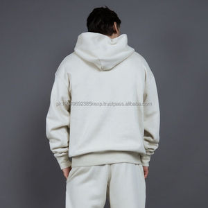 Sudaderas con capucha informales de secado rápido para hombre con logotipo personalizado 400 GSM 60% algodón 40% poliéster sudaderas con capucha de gran tamaño en blanco - Product Image 5