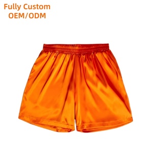Pantalones Cortos de Satén Naranja para Hombre, Cintura Media, Cierre Elástico, Transpirables, Casuales, 100% Poliéster, Color Sólido, Tejido de Tela - Product Image 4