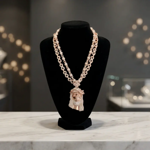<b>Gold</b> Filled Jesus Head Pendant Moissanite Diamond Religious <b>Necklace</b> Bezel Set Faith Inspired Jewelry <b>For</b> <b>Men</b> luxury jesus head - Product Image 1