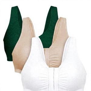 Sujetador deportivo de yoga con cuello en U y espalda cruzada para mujer, talla grande, soporte ligero, espalda de punto con botones, blanco, beige, negro - Product Image 3