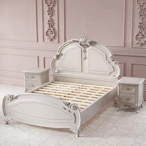 Ensemble de chambre à coucher de style français antique en bois de mahogany massif argenté de luxe, taille King, livraison gratuite, fabriqué en Indonésie, garantie - Product Image 3