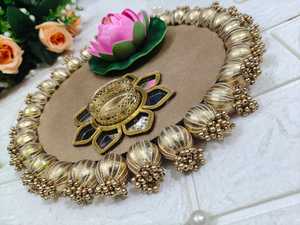 จานลายดอกบัวสีฝุ่นสำหรับตกแต่งงานดิวาลี ของตกแต่งโต๊ะงานแต่งงาน จานพูจาสำหรับงานดิวาลี ของตกแต่งงานพระพุทธเจ้าพระศุกรี - Product Image 3