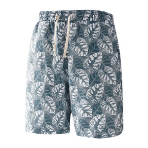 Pantalones Cortos de Hombre de Alta Calidad, Impresión Digital, Algodón y Elastano, Diseño Floral Informal, Cintura Elástica, para Verano - Product Image 1