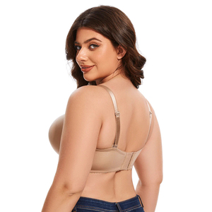 Sujetador Push-Up para Mujer, Copa 3/4, con Aros, Tirantes Ajustables, Espalda en Y, Encaje, Color Sólido, Tejido Sin Costuras, Spandex, Nailon, Lavable a Máquina - Product Image 3