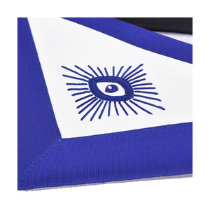 Delantal Masónico Internacional al por Mayor con Borde de Cinta Azul Real y Cinturón Negro, Delantal Masónico Bordado de Primera Calidad - Product Image 6