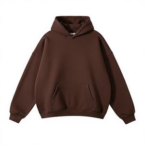 <b>Men's</b> <b>Orange</b> Hooded <b>Sweatshirt</b> Oversized Fit Fleece Embroidered Eco-Friendly Casual Autumn Style Solid Color Pocket Design - Product Image 3