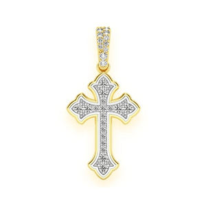 Colgantes de Cruz de Jesús Personalizados de Oro Sólido 10K con Diamantes de Moissanita, Estilo Hip Hop Moderno, Joyería Religiosa Cristiana Brillante, Regalo - Product Image 1