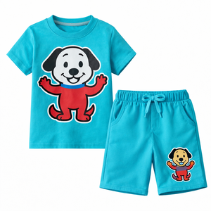 Ensemble de vêtements d'été pour enfants, t-shirt et short en coton, tenue décontractée respirante, taille personnalisée, production directe - Product Image 5