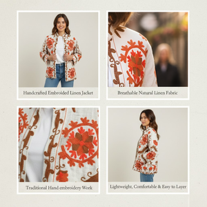 Chaqueta TNT Bordada a Mano con Diseño Floral |   Chaqueta Bomber Unisex de Invierno, Estilo Artesanal, Sin Tejido - Product Image 2