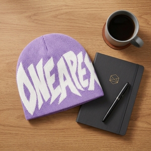 Lavender White Graphic Knit Beanie Hat Custom Logo Ribbed <b>Winter</b> <b>Cap</b> Unisex Streetwear Fashion Headwear Wholesale - Product Image 5