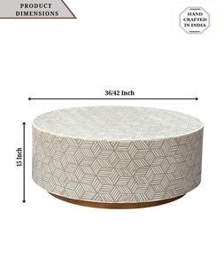 Table basse hexagonale moderne de luxe en os incrusté, motif chevron, pour salon, mobilier de maison, vente chaude, provenance Uttar Pradesh - Product Image 2