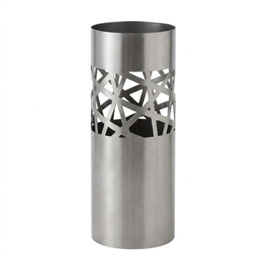 Porte-parapluie carré moderne de luxe en acier inoxydable poli miroir, design géométrique ajouré découpé au laser, revêtement poudré, pour la maison - Product Image 4